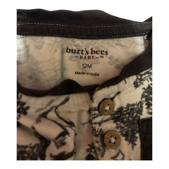 Burt’s Bees Baby Black and Cream Forest Print One Piece Size 12 months - Picture 3 of 3